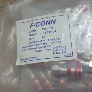 25 F-Conn Industries P/N: FS59PL4 Plenum Coaxial Compression Connector